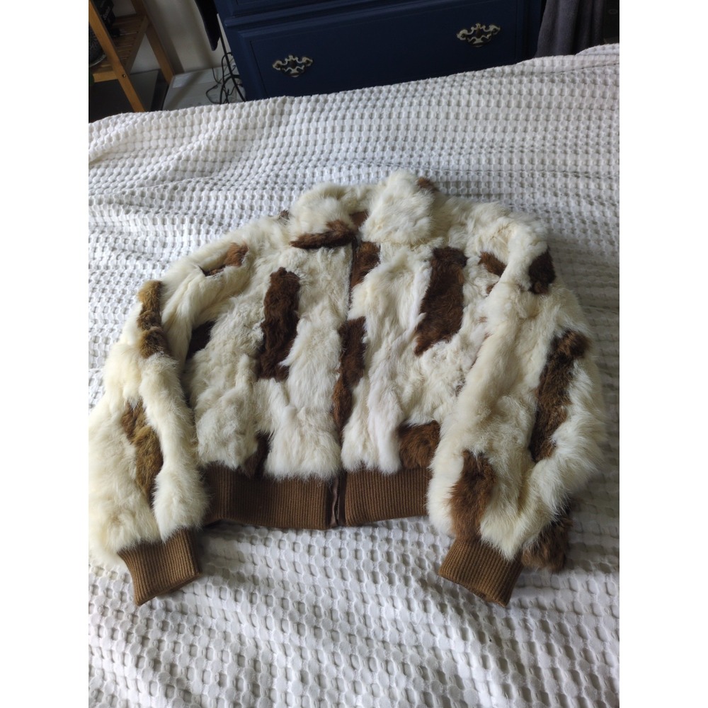 Wilson's Maxima Genuine Fur Jacket Full Zip Brown White Sz Small Full Zip